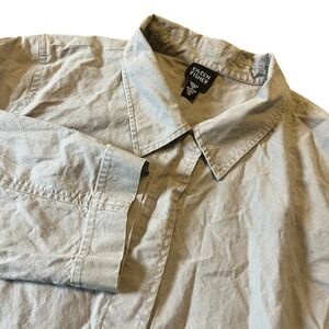 Eileen Fisher XL Cotton Blend Long Sleeve Button Up Pocket Top